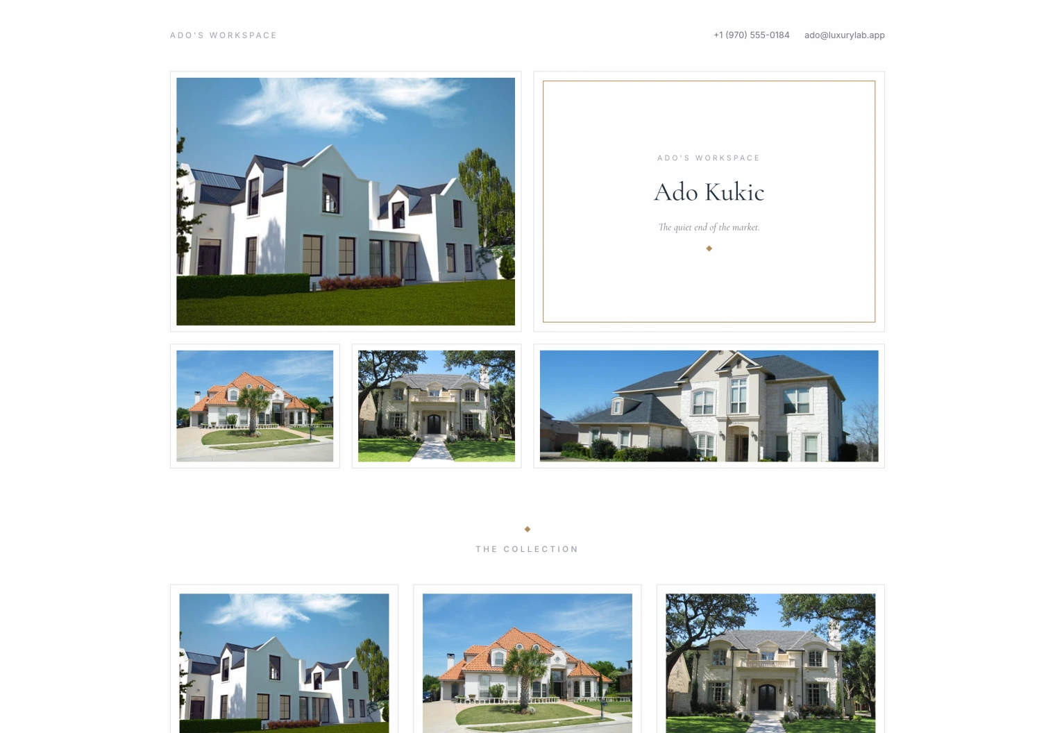 A published agent website: the hero, the name, and the listings beneath